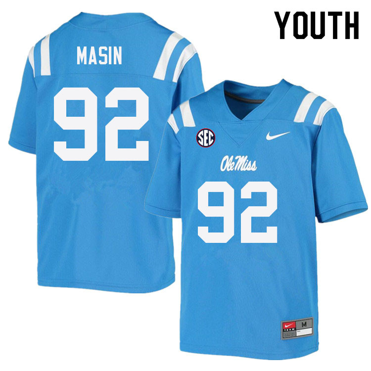 Fraser Masin Ole Miss Rebels NCAA Youth Powder Blue #92 Stitched Limited College Football Jersey QWT5758PW